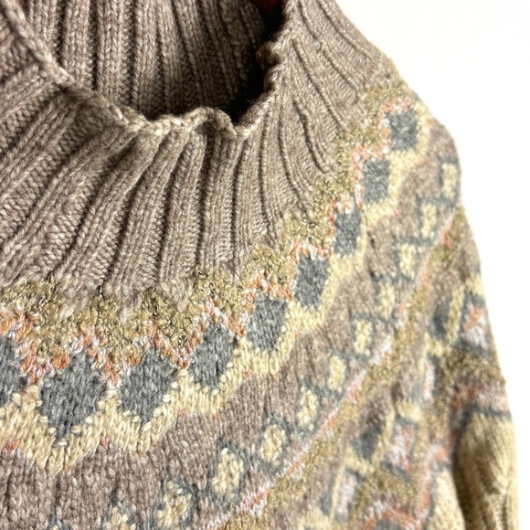 Chicos Women's Cable Knit Pullover Sweater Sz 1- M Cotton Blend Nordic Fair Isle - Picture 3 of 11